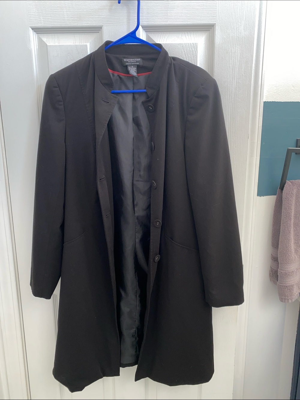 Worthington Black Long Single-Breasted Coat
